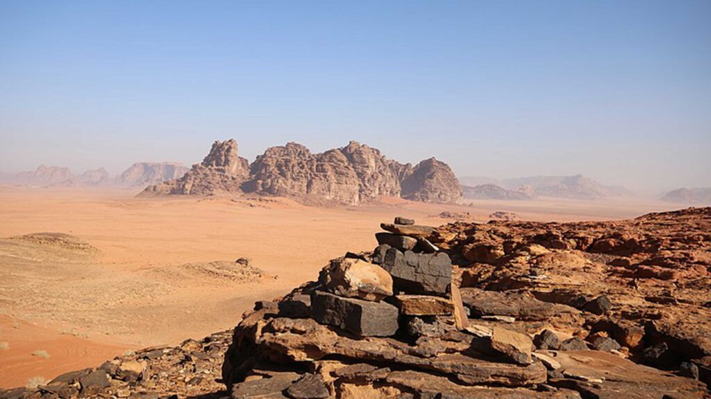 Rocky and barren desert scene representing Mars